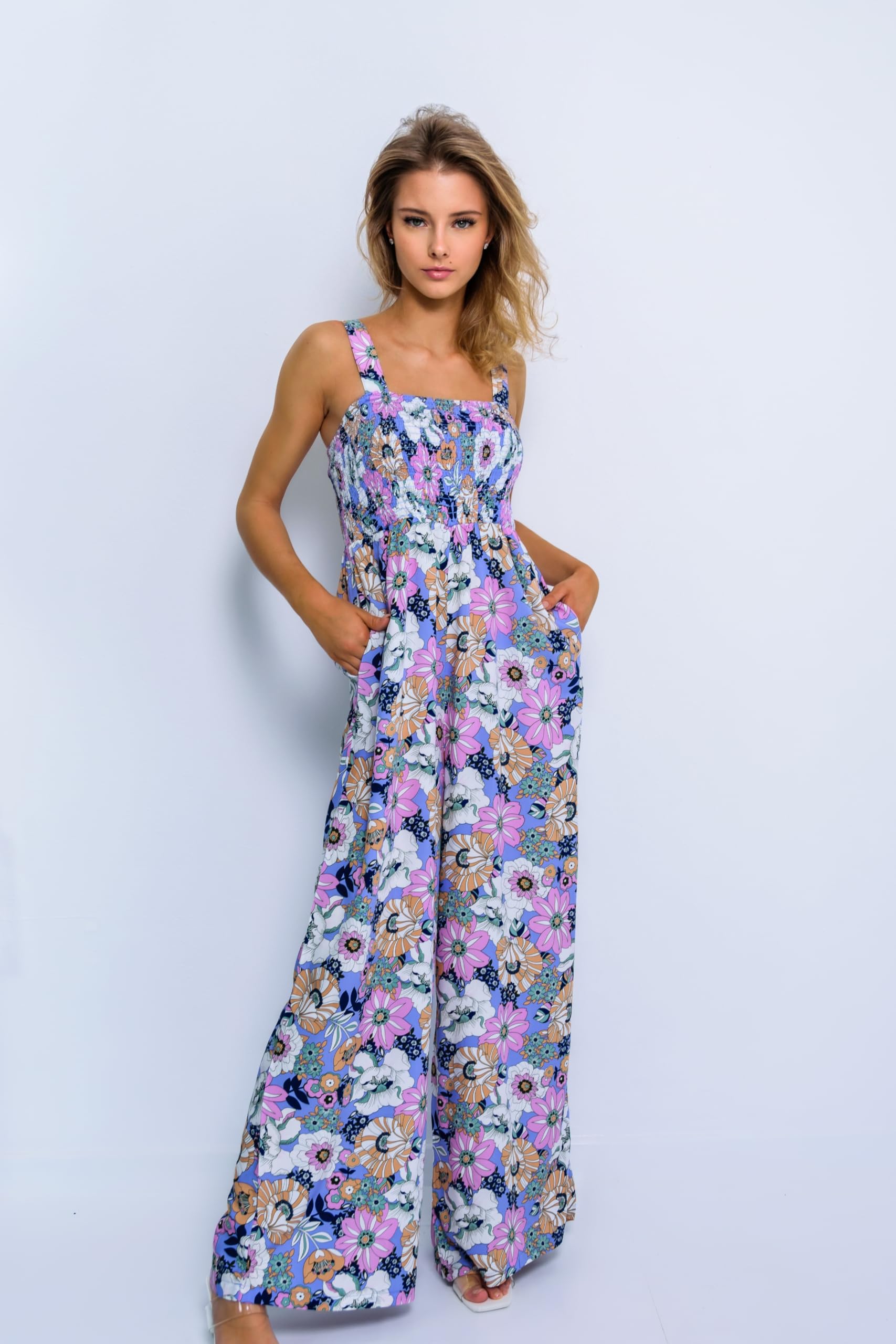 Foto 8 pulgar | Monos Happy Sailed Dressy De Verano Con Estampado Floral Morado - Venta Internacional.