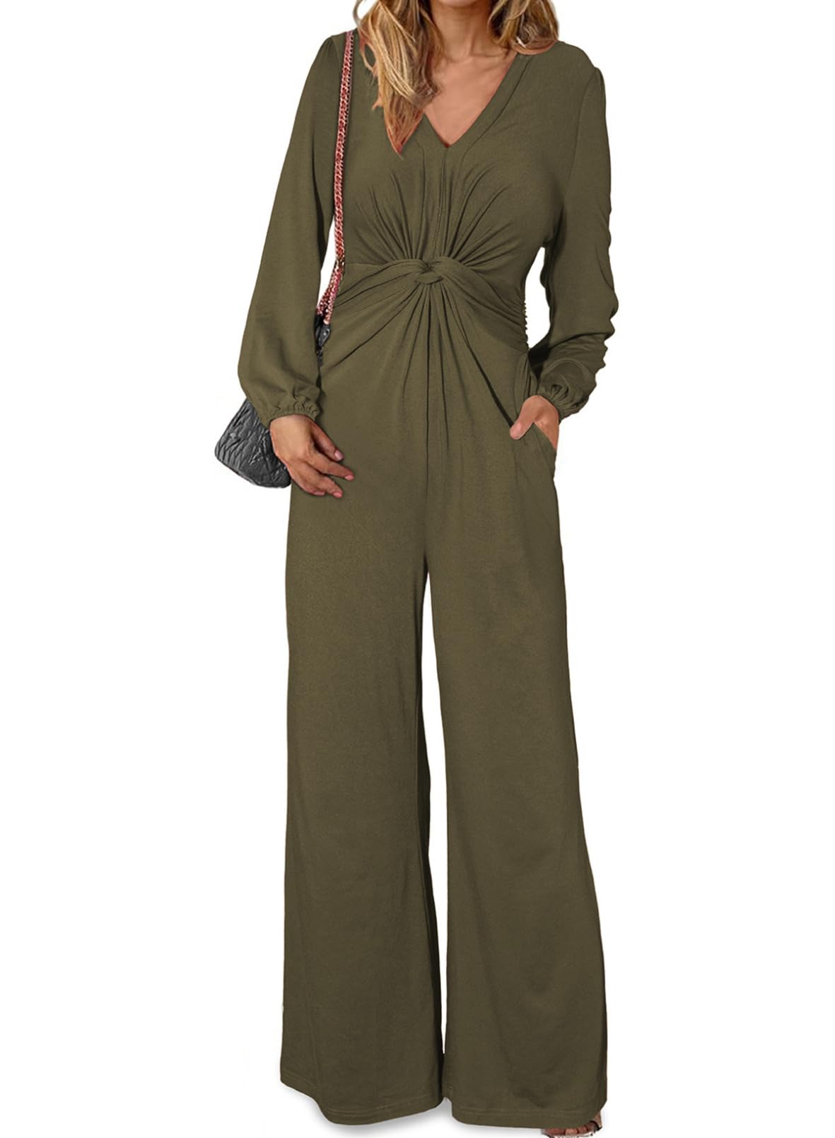 Mono Happy Sailed Para Mujer, Cuello En V, Parte Delantera Torcida, Verde - Venta Internacional.