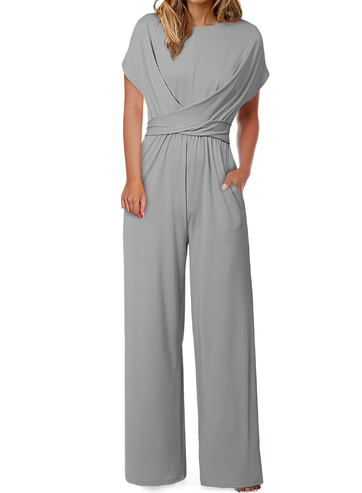 Foto 2 pulgar | Mono Happy Sailed Dressy De Pierna Ancha Para Mujer, Color Gris - Venta Internacional.