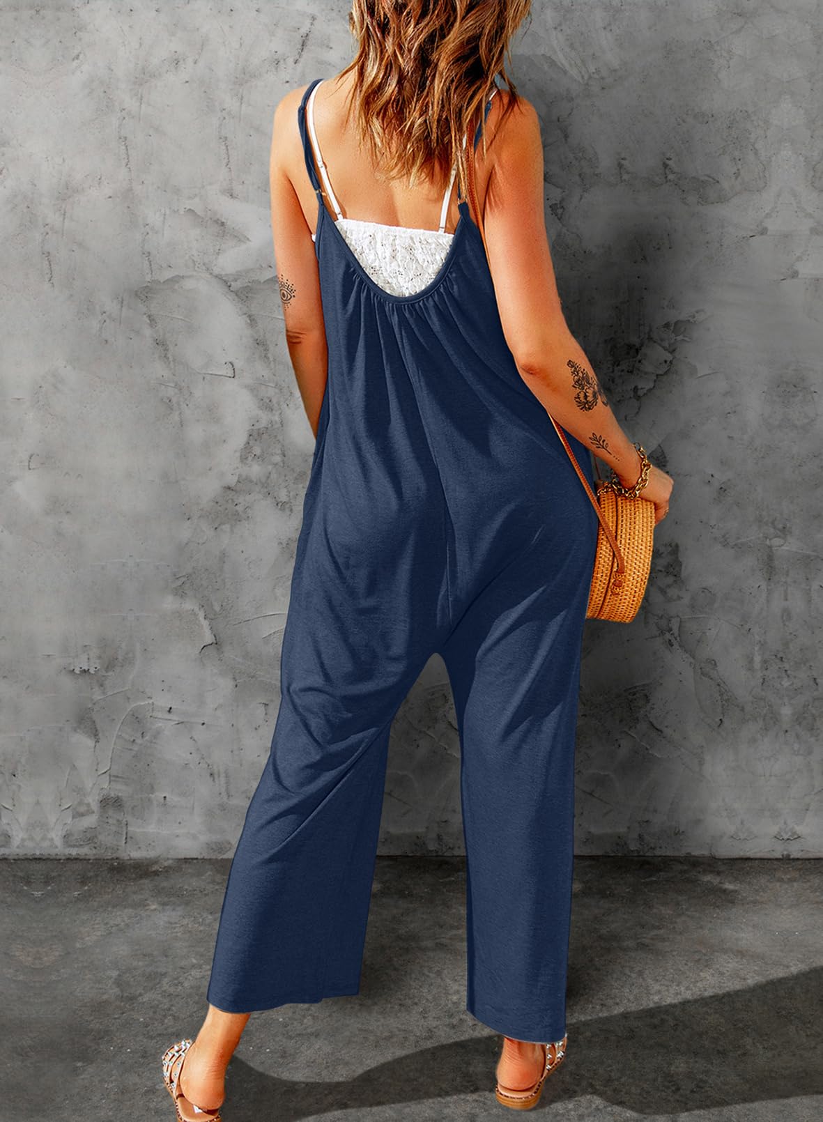 Foto 5 | Monos Happy Sailing, Casual, Sin Mangas, Pierna Ancha, Azul, Para Mujer - Venta Internacional.