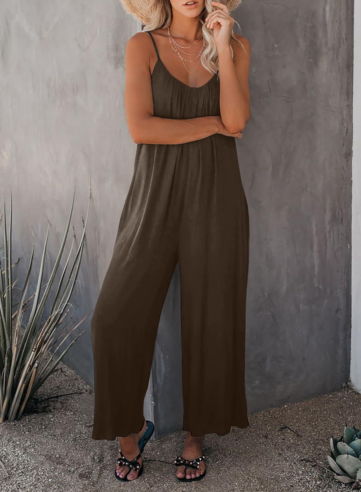 Foto 2 | Mono Happy Sailed Para Mujer, Talla Grande, Marrón Veraniego, 4xl - Venta Internacional.