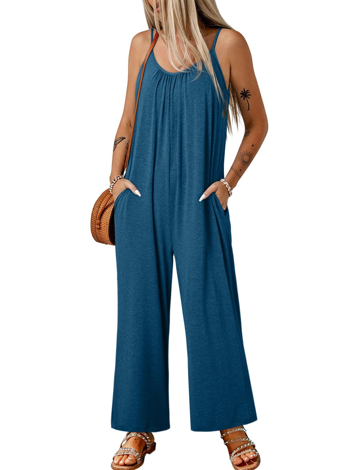 Foto 1 | Mono Happy Sailed Boho Para Mujer, Holgado, Azul, 3xl - Venta Internacional.