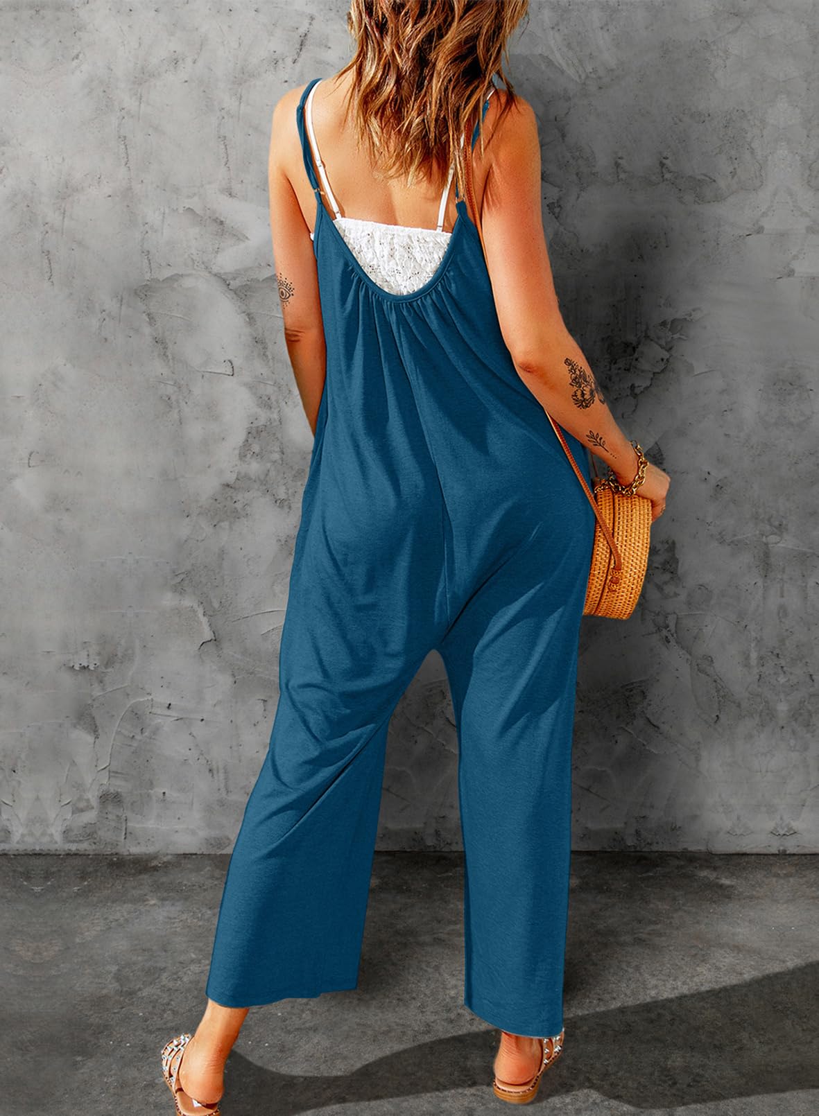Foto 5 | Mono Happy Sailed Boho Para Mujer, Holgado, Azul, 3xl - Venta Internacional.