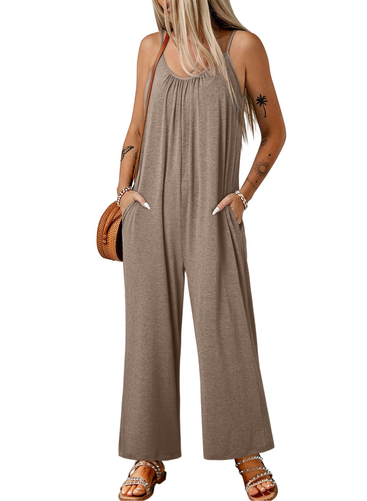Foto 2 pulgar | Mono Happy Sailed Para Mujer, Casual, De Verano, Sin Mangas, Marrón - Venta Internacional.