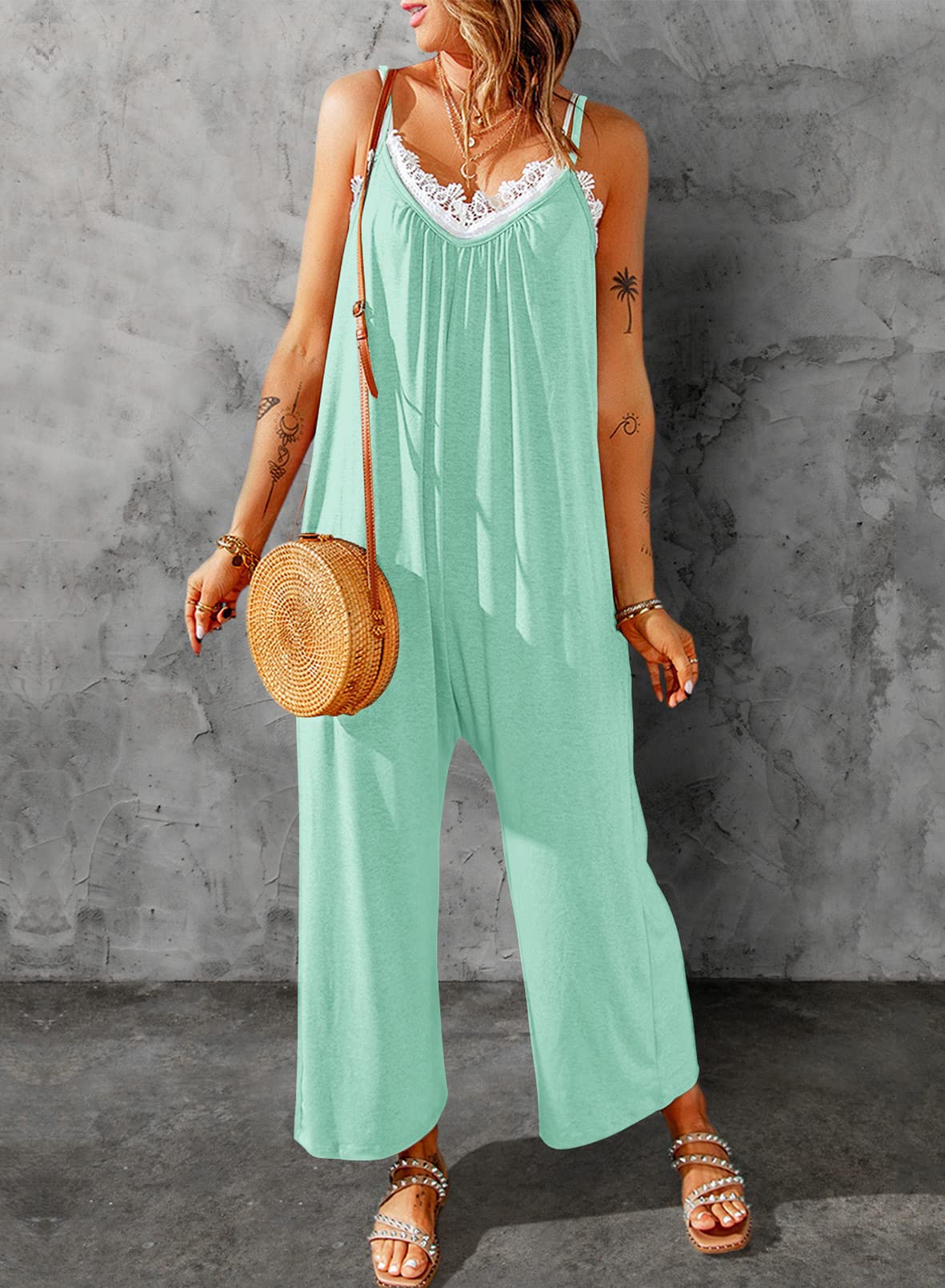 Foto 5 pulgar | Mono Happy Sailed Dressy Summer Sin Mangas Verde Para Mujer - Venta Internacional.