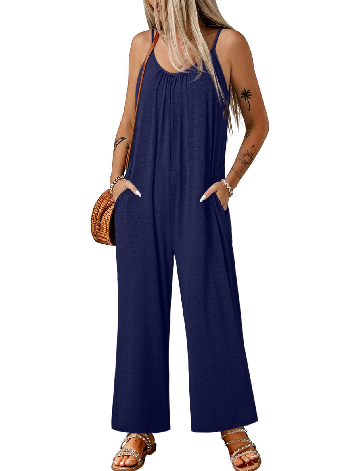 Foto 1 | Mono De Maternidad Happy Sailed, Holgado, Pernera Ancha, Azul, Talla M - Venta Internacional.
