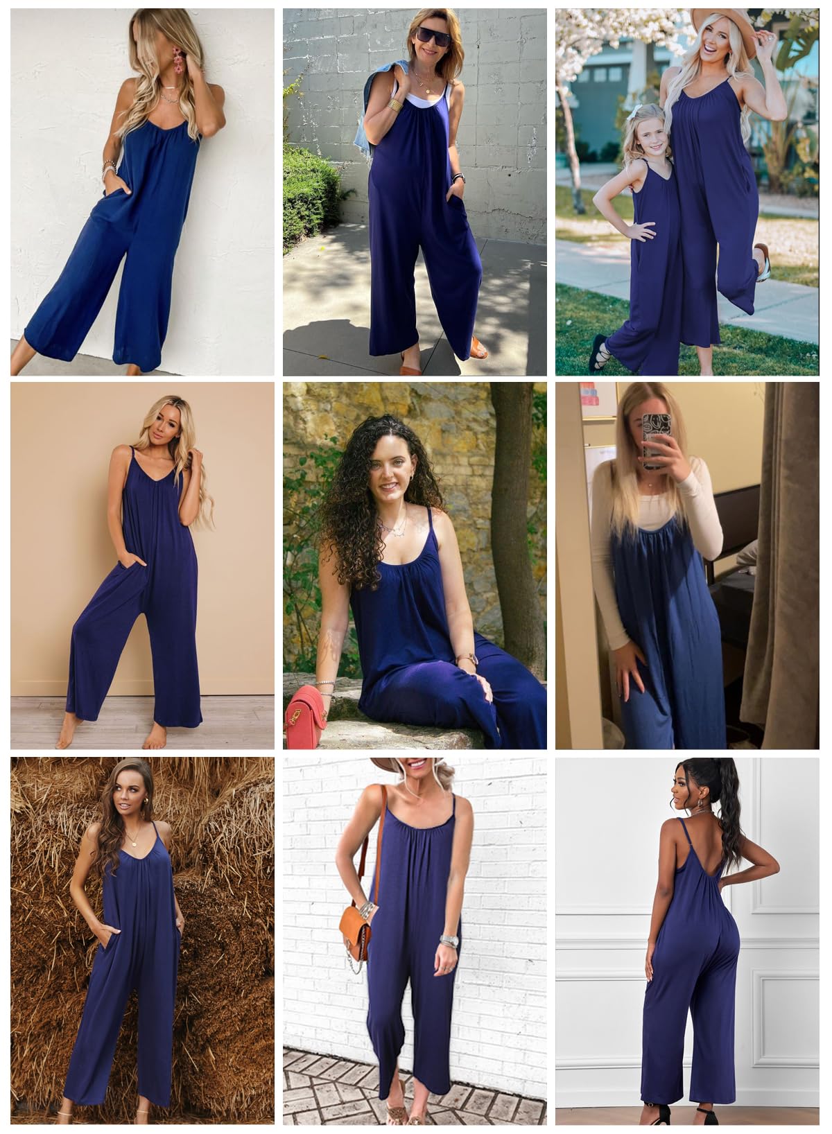 Foto 5 | Mono De Maternidad Happy Sailed, Holgado, Pernera Ancha, Azul, Talla M - Venta Internacional.