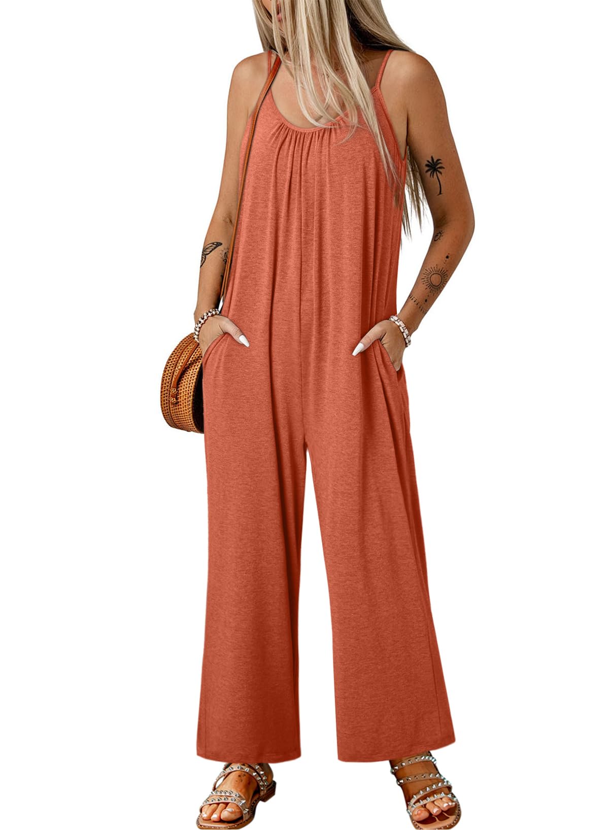 Foto 1 | Mono Happy Sailed Boho Para Mujer, Color Naranja, Talla S - Venta Internacional.
