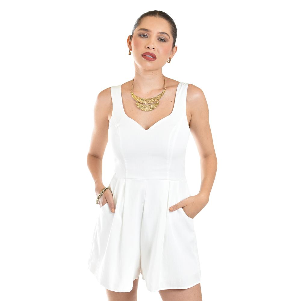 Foto 6 pulgar | Jumpsuit Corto Con Bolsillos Roman Fashion/juvenil, 3682 (blanco) Blanco