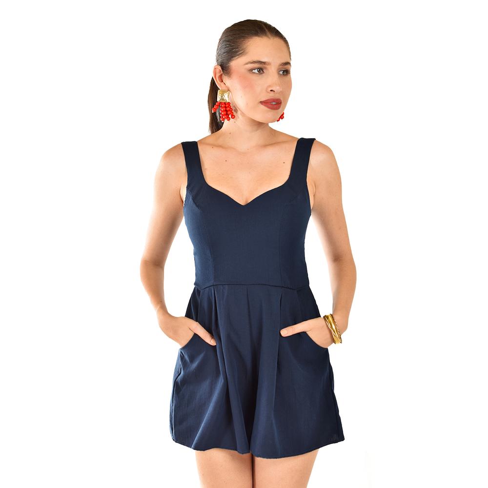 Foto 5 | Jumpsuit Corto Con Bolsillos Roman Fashion/juvenil, 3682 (azul Marino) Azul Marino