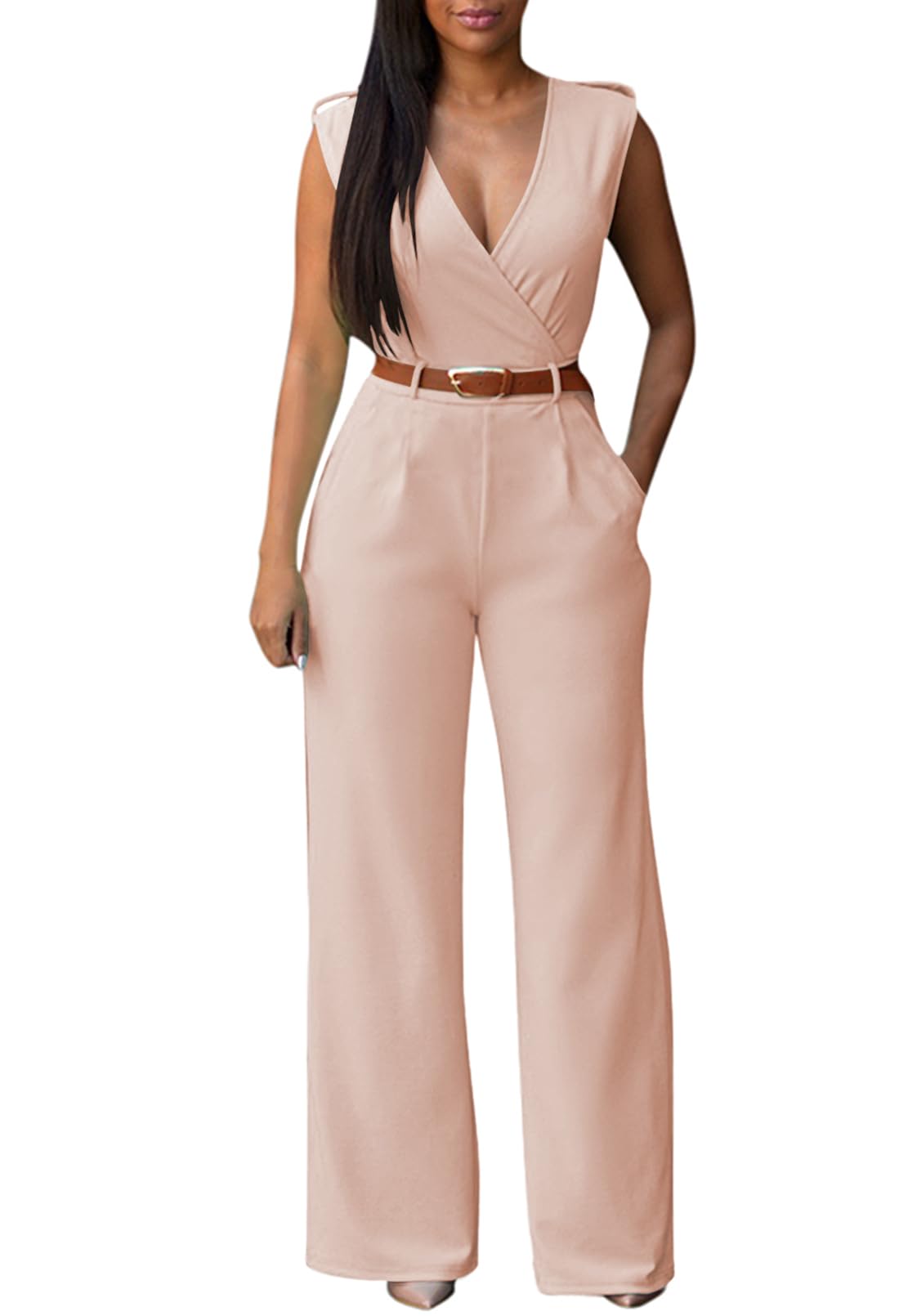 Mono Rosa Estilo Reina, Formal, Cuello En V, Pierna Ancha - Venta Internacional.