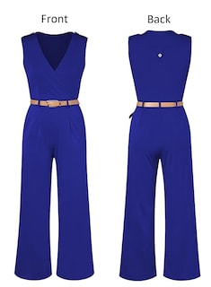 Foto 5 | Mono Rosa Con Cuello En V Y Cinturón Holgado, Azul Cielo - Venta Internacional.