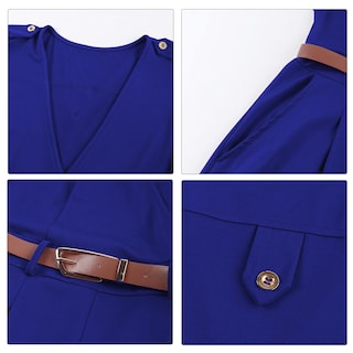 Foto 6 | Mono Rosa Con Cuello En V Y Cinturón Holgado, Azul Cielo - Venta Internacional.