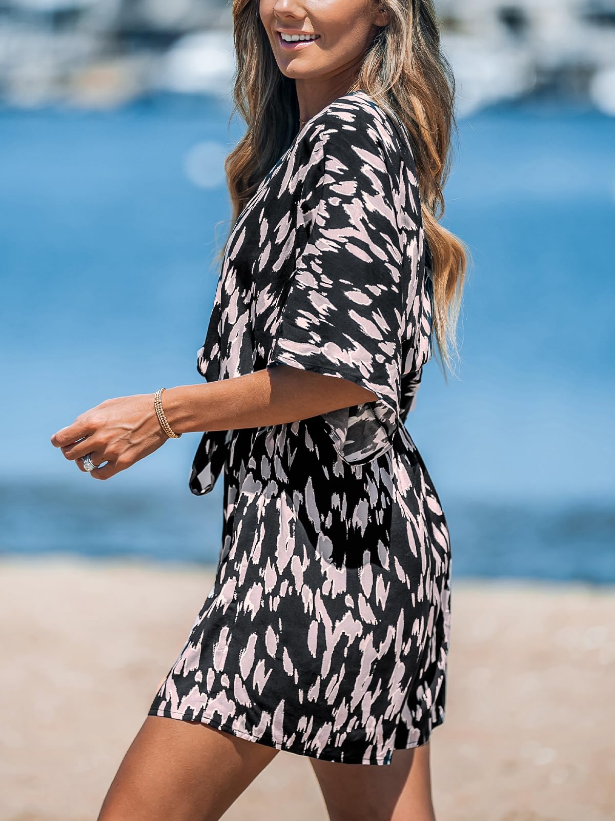 Foto 6 pulgar | Romper Cupshe Para Mujer, Cuello En V, Estampado De Leopardo, Verano, Negro, Xl - Venta Internacional.