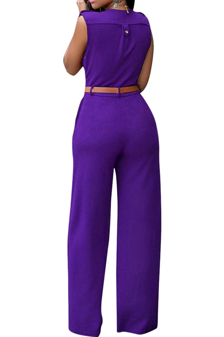 Foto 3 pulgar | Jumpsuit Pink Queen Morado Cuello en V Profundo sin Mangas para Mujer - Venta Internacional
