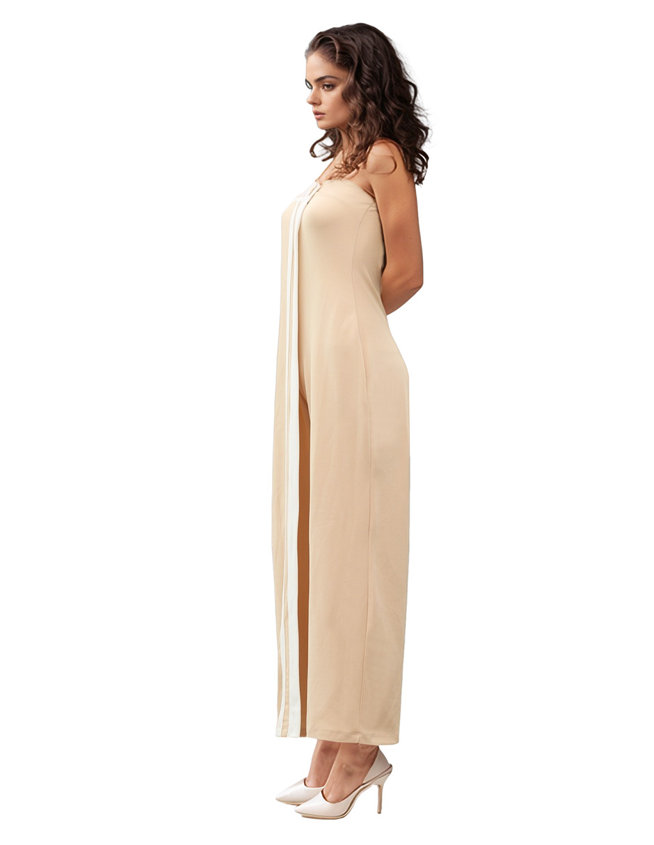 Foto 3 pulgar | Jumpsuit Casual Strapless Pantalón Amplio Rouss Beige