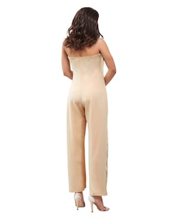Foto 3 | Jumpsuit Casual Strapless Pantalón Amplio Rouss Beige