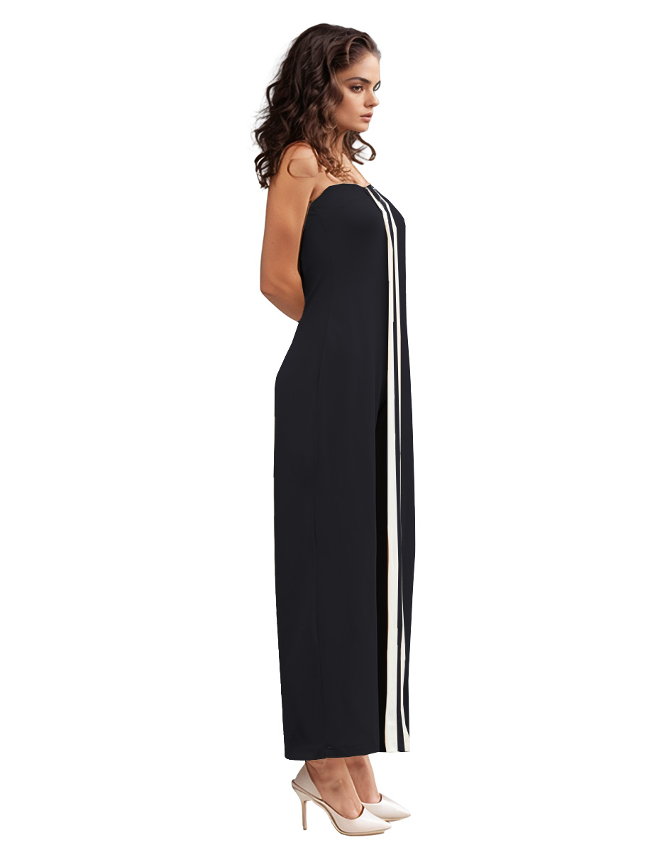 Foto 2 | Jumpsuit Casual Strapless Pantalón Amplio Rouss Negro