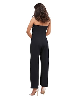 Foto 3 | Jumpsuit Casual Strapless Pantalón Amplio Rouss Negro