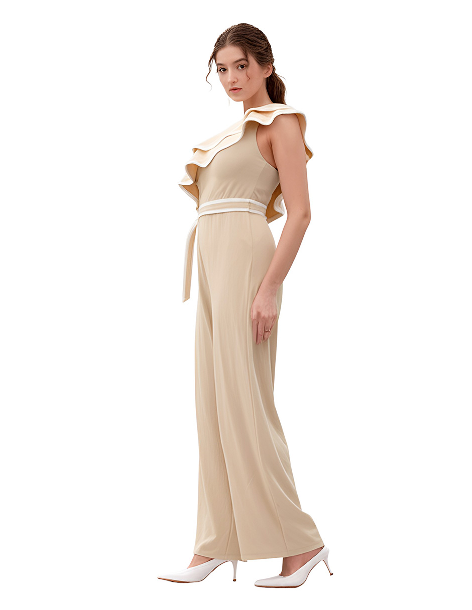 Foto 3 pulgar | Jumpsuit Casual  Pantalón Amplio Olanes Rouss Beige