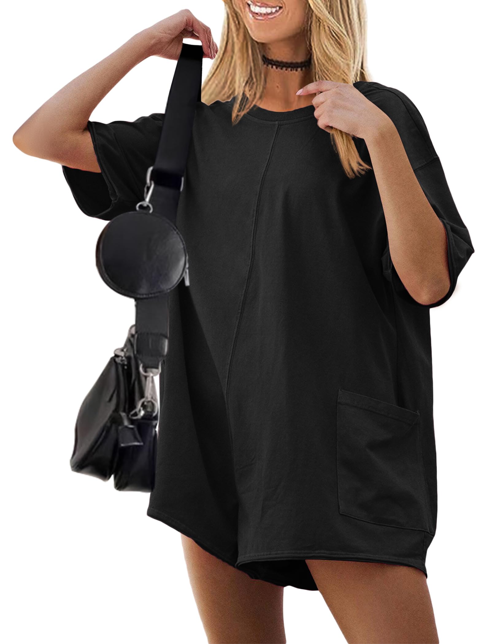 Foto 2 pulgar | Camiseta Holgada Reversible De Verano Romper Ekouaer Para Mujer - Venta Internacional.