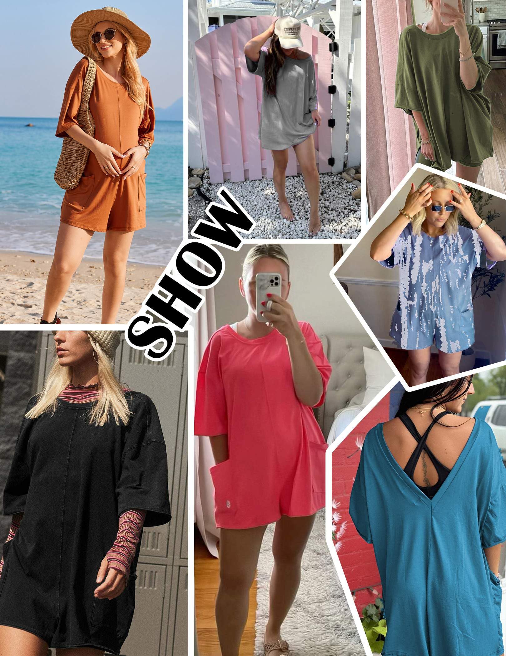 Foto 7 pulgar | Camiseta Holgada Reversible De Verano Romper Ekouaer Para Mujer - Venta Internacional.