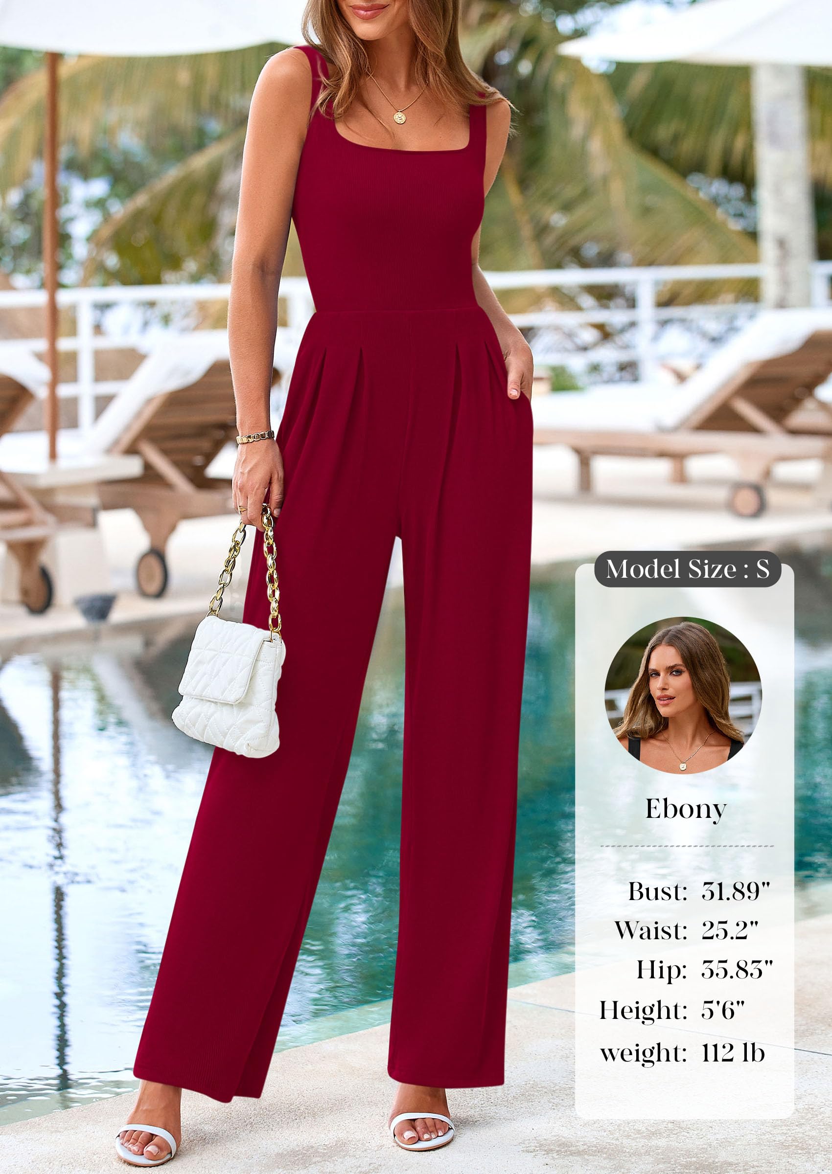 Foto 4 pulgar | Mono De Verano Sin Mangas Prettygarden Para Mujer, Color Rojo Vino - Venta Internacional.