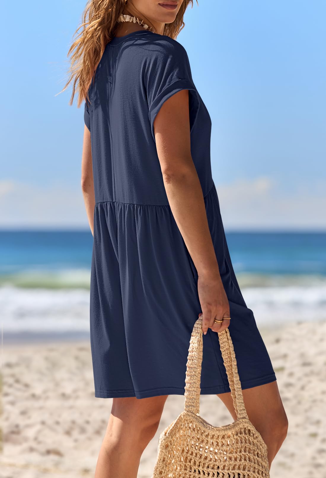 Foto 5 | Mono Merokeety De Verano Con Manga Corta Y Cuello En V Y Botones - Venta Internacional.
