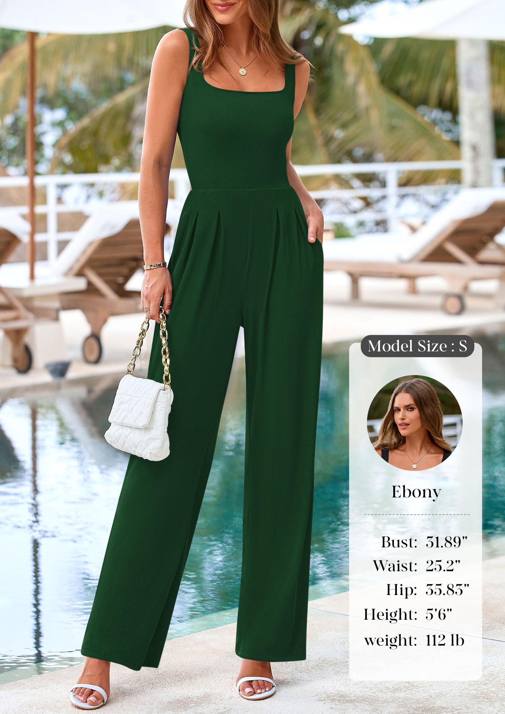 Foto 4 pulgar | Mono De Verano Prettygarden Sin Mangas Para Mujer, Color Verde, Talla L - Venta Internacional.