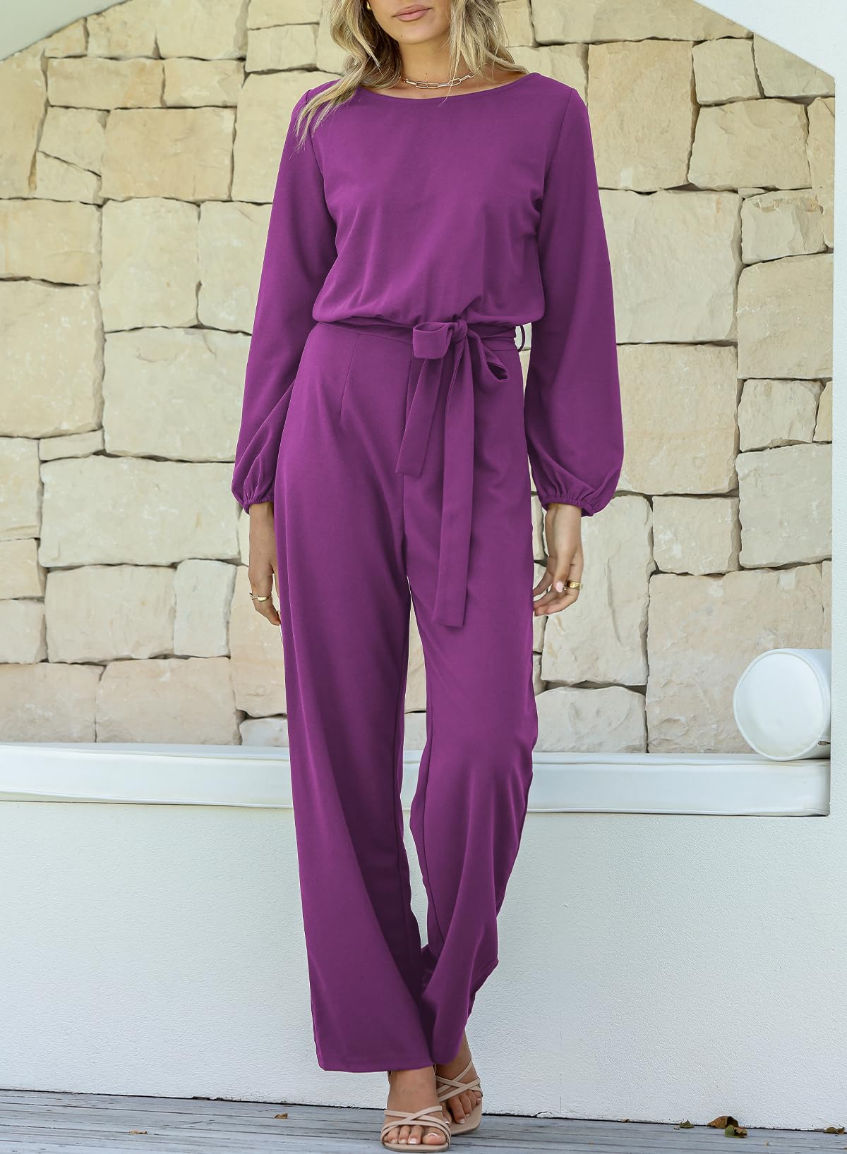Foto 4 pulgar | Romper Happy Sailed Para Mujer, Manga Larga, Holgado, Color Morado, 2xl - Venta Internacional.