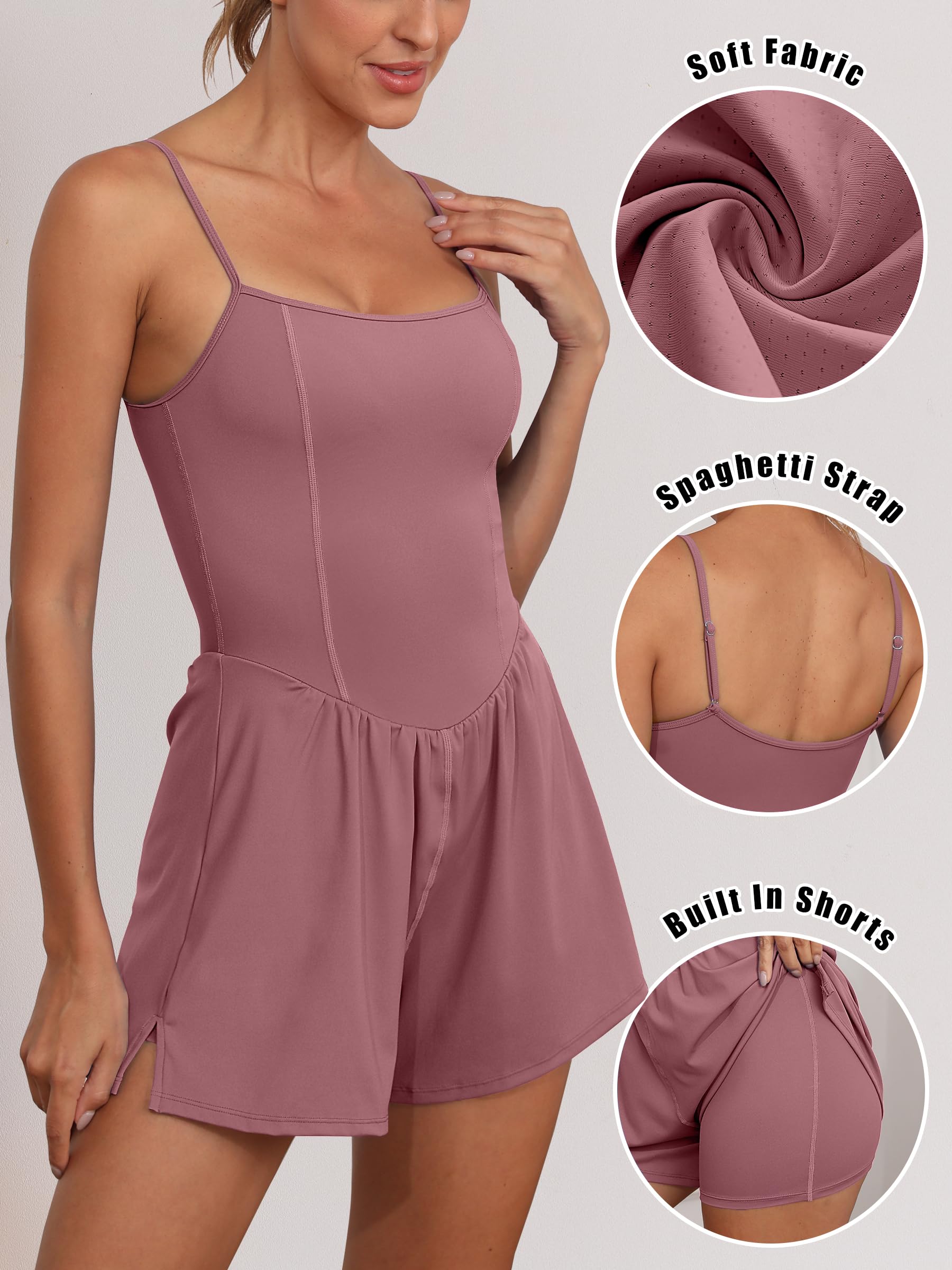 Foto 5 pulgar | Mono Anrabess Para Mujer Sin Mangas Con Tirantes Finos, Color Rosa Oscuro - Venta Internacional.