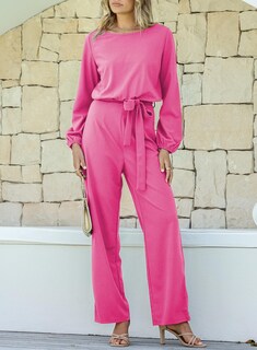 Foto 5 | Mono Happy Sailed De Manga Larga Con Cinturón Y Pernera Ancha Rosa S - Venta Internacional.