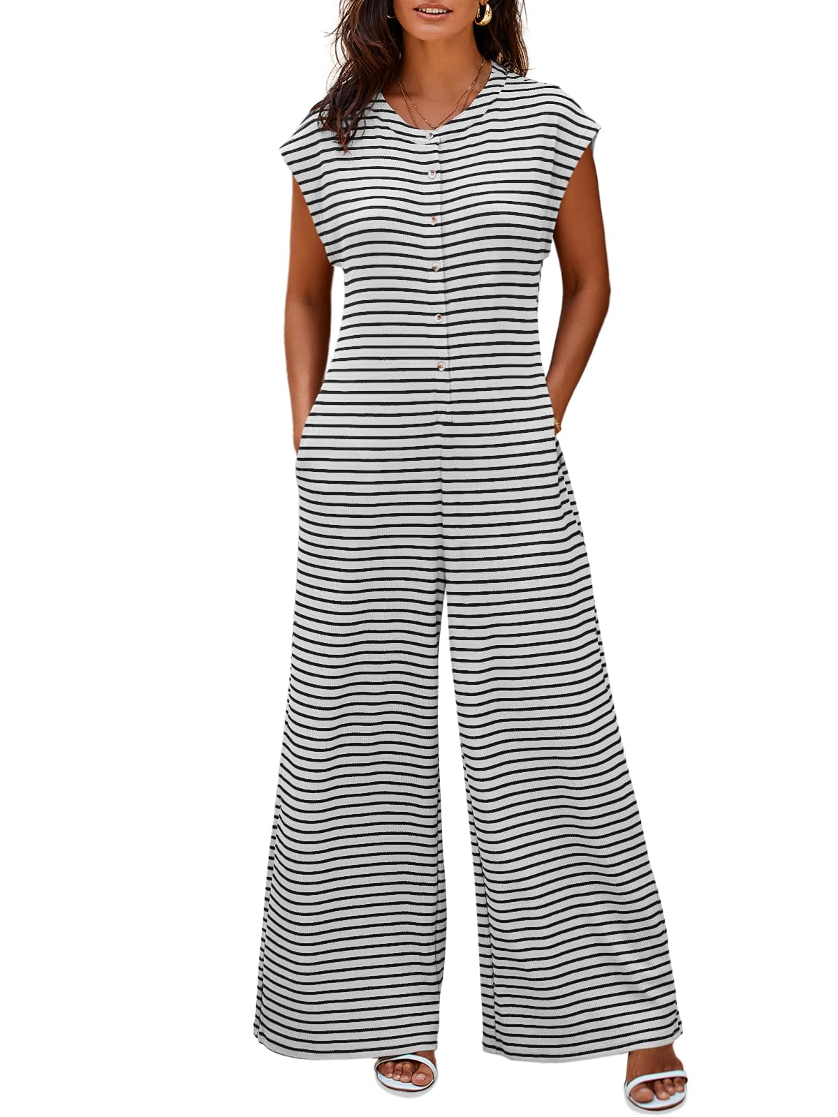 Mono Cicy Bell Para Mujer, Casual, A Rayas, De Pierna Ancha Para Verano - Venta Internacional.