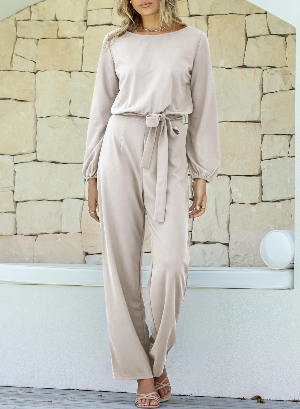 Foto 4 pulgar | Mono Happy Sailed Para Mujer, Casual, Holgado, Pernera Ancha, Gris, Talla S - Venta Internacional.