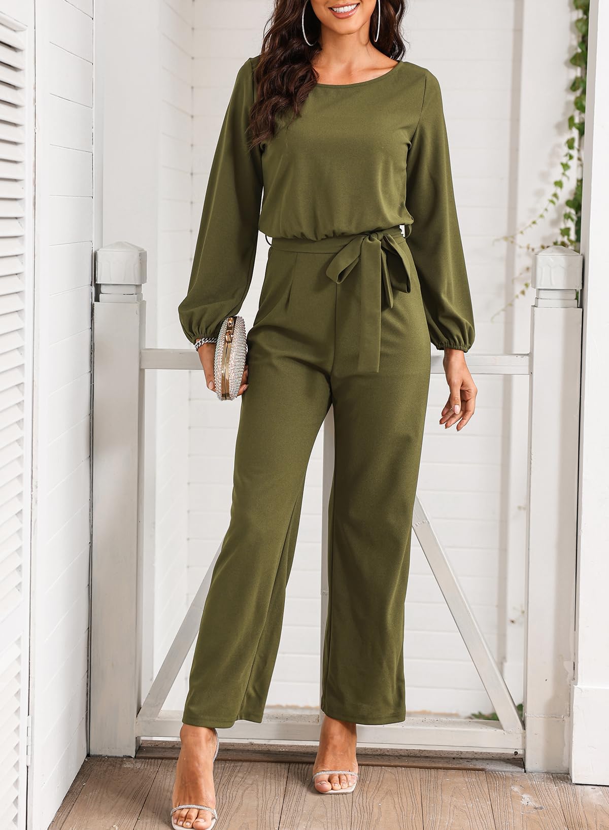 Foto 4 | Mono Happy Sailed De Manga Larga Para Mujer, Color Verde, Talla L - Venta Internacional.