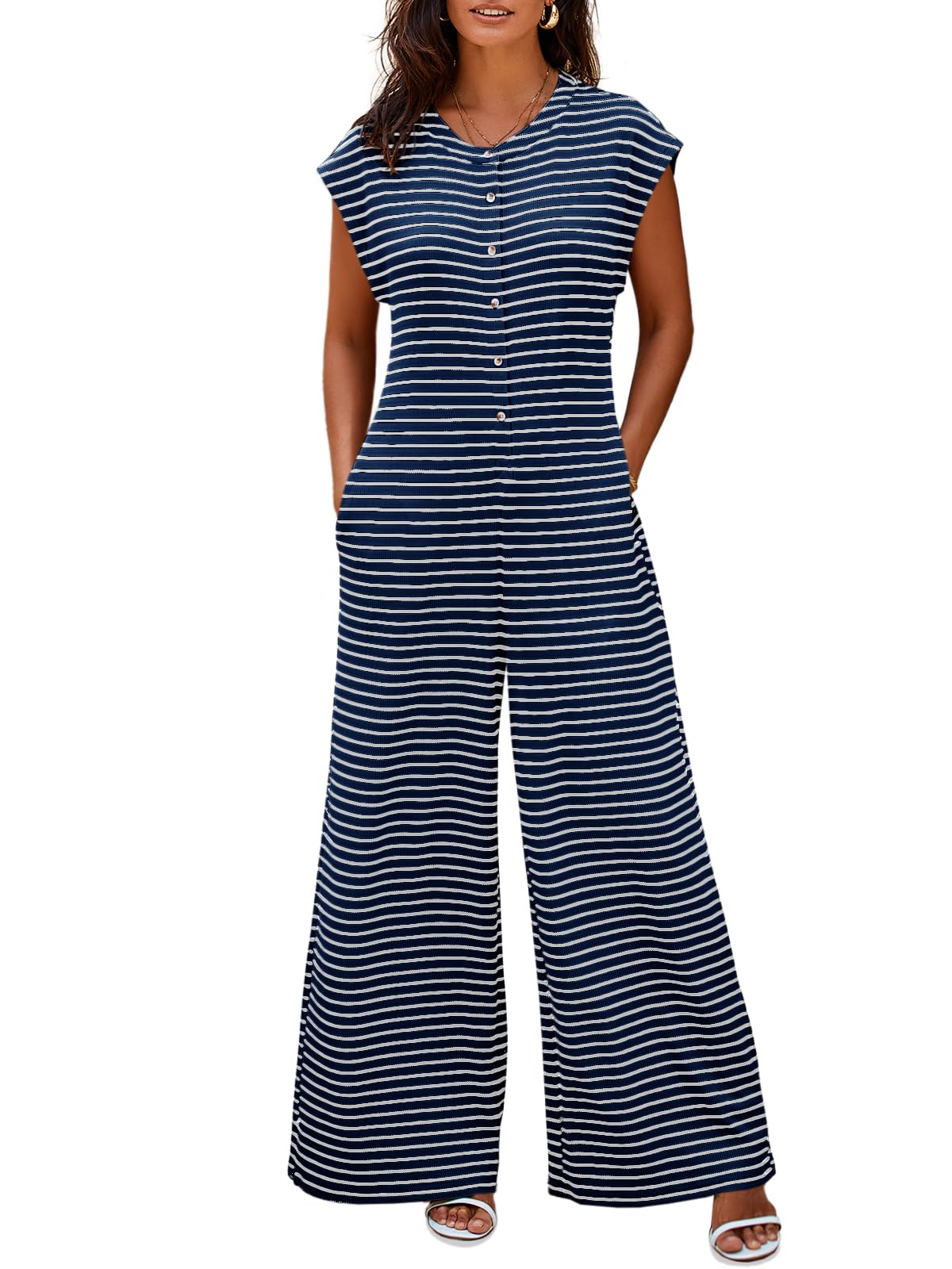 Mono Cicy Bell Para Mujer, Casual, A Rayas, De Pierna Ancha Para Verano - Venta Internacional.