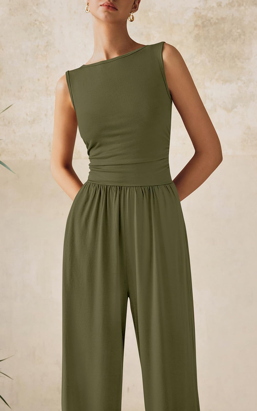 Foto 3 | Mono Prettygarden De Una Sola Pieza Para Mujer, Sin Mangas, S, Color Verde Militar - Venta Internacional.