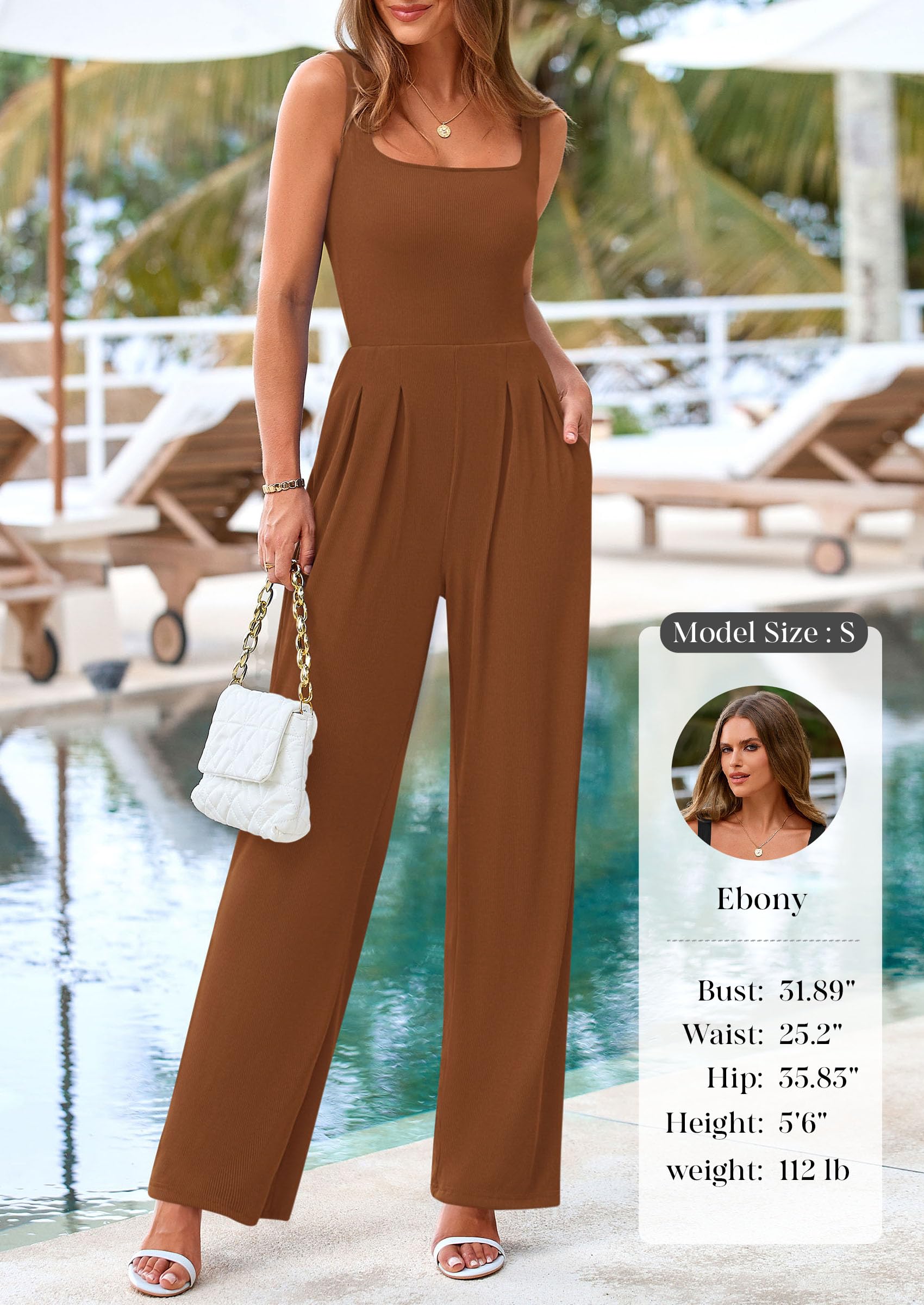 Foto 3 | Mono Prettygarden De Verano Sin Mangas Para Mujer, Color Marrón - Venta Internacional.