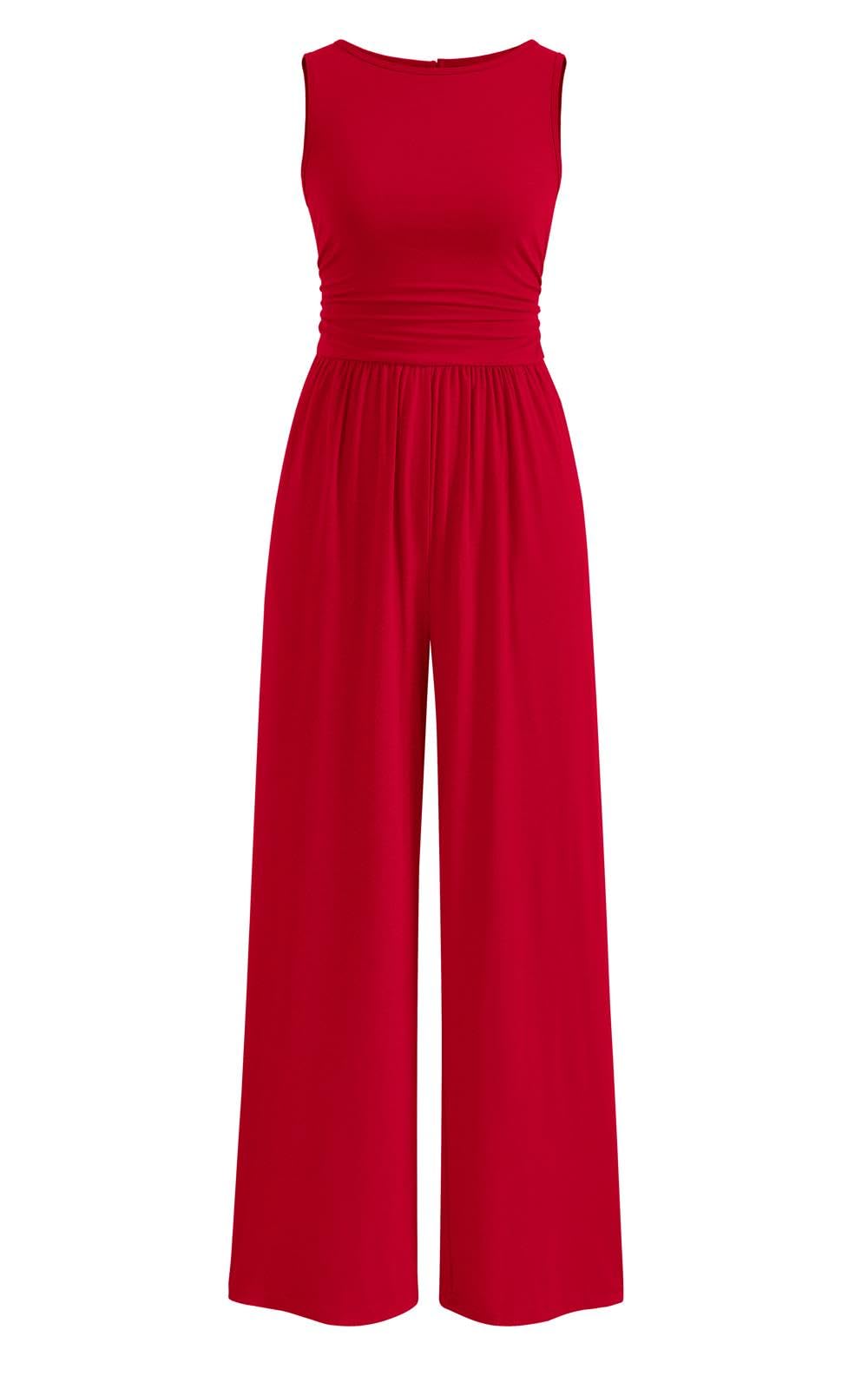 Foto 1 | Mono Prettygarden De Una Pieza Para Mujer Sin Mangas, Color Rojo - Venta Internacional.