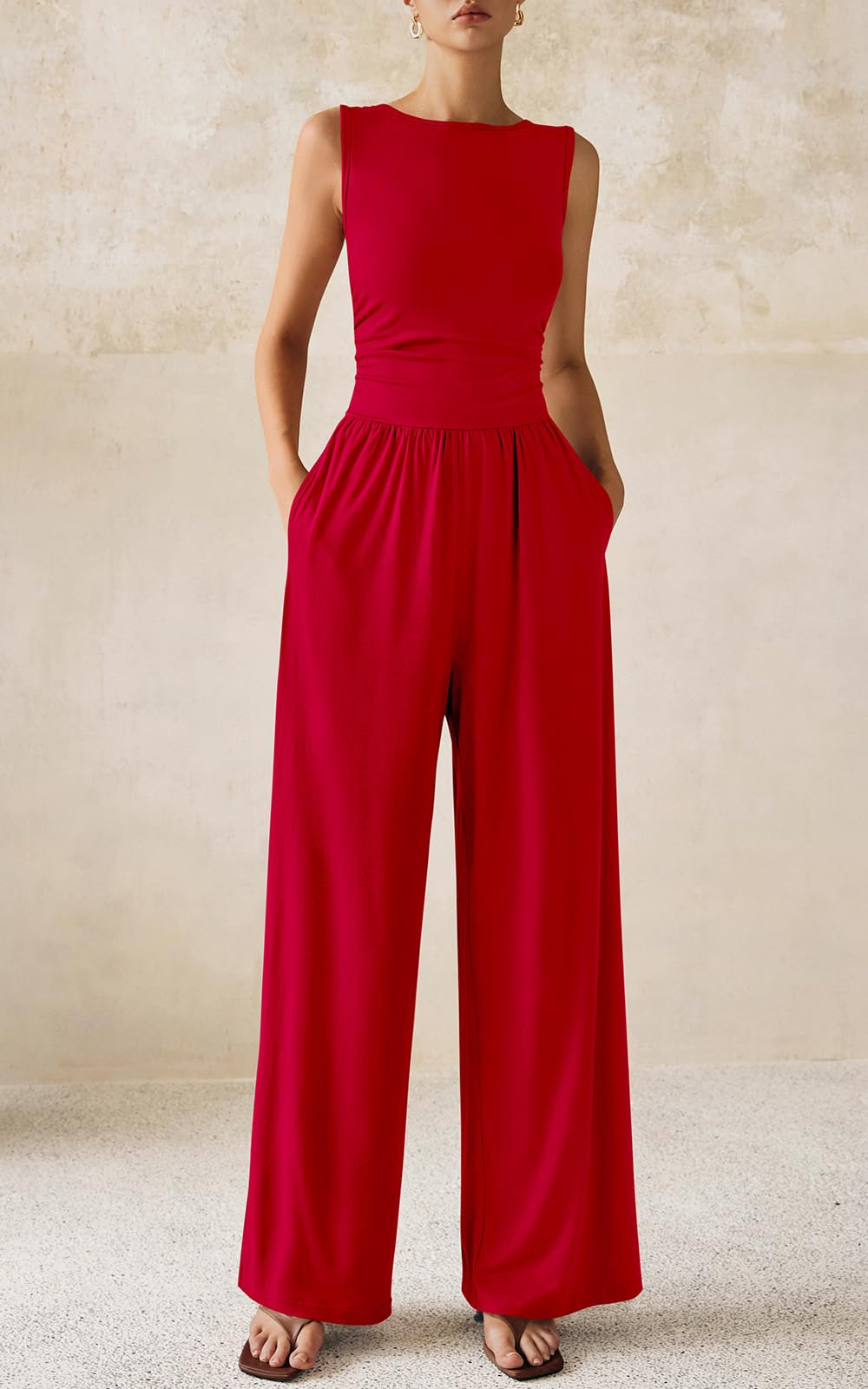 Foto 4 | Mono Prettygarden De Una Pieza Para Mujer Sin Mangas, Color Rojo - Venta Internacional.