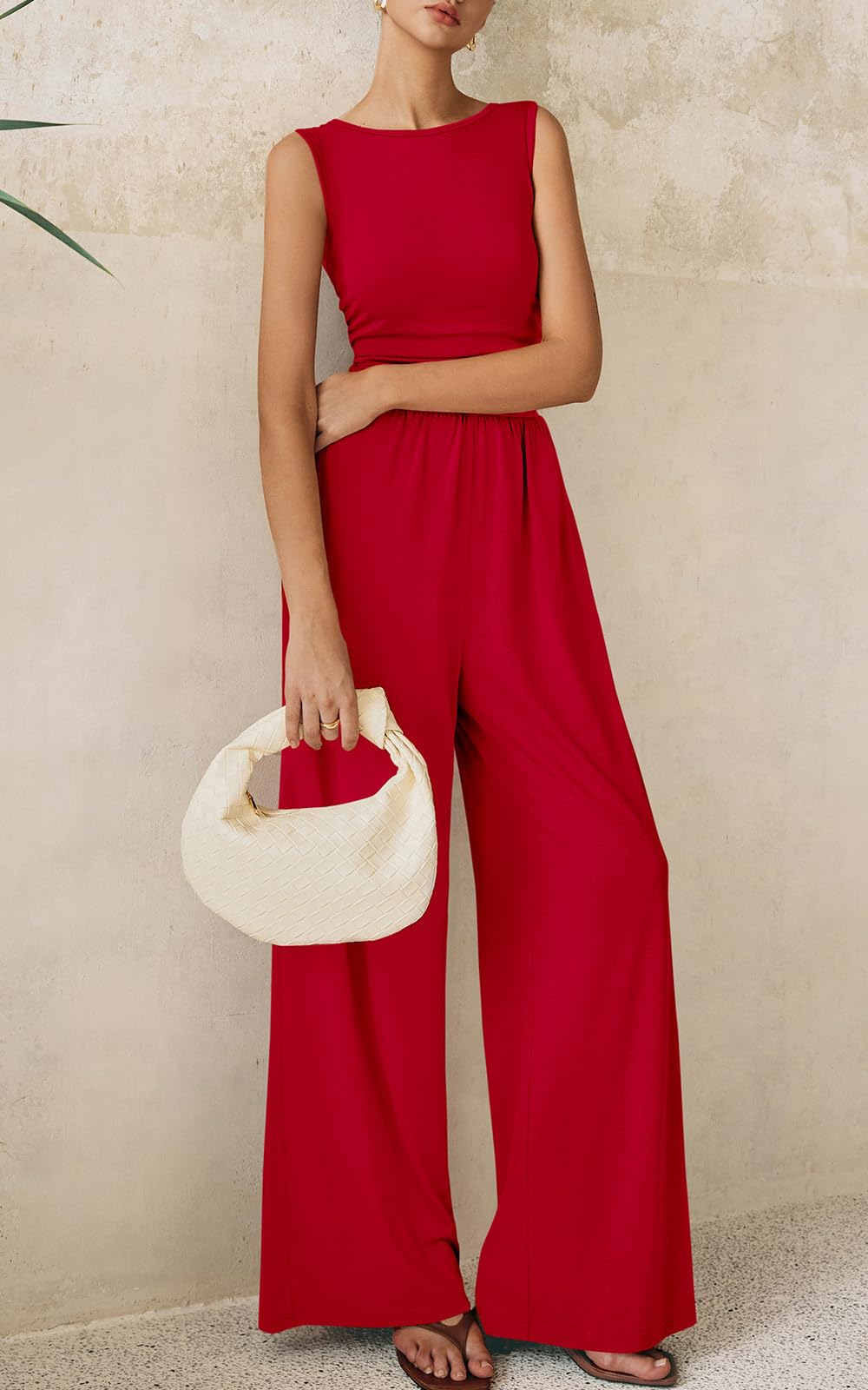 Foto 7 | Mono Prettygarden De Una Pieza Para Mujer Sin Mangas, Color Rojo - Venta Internacional.