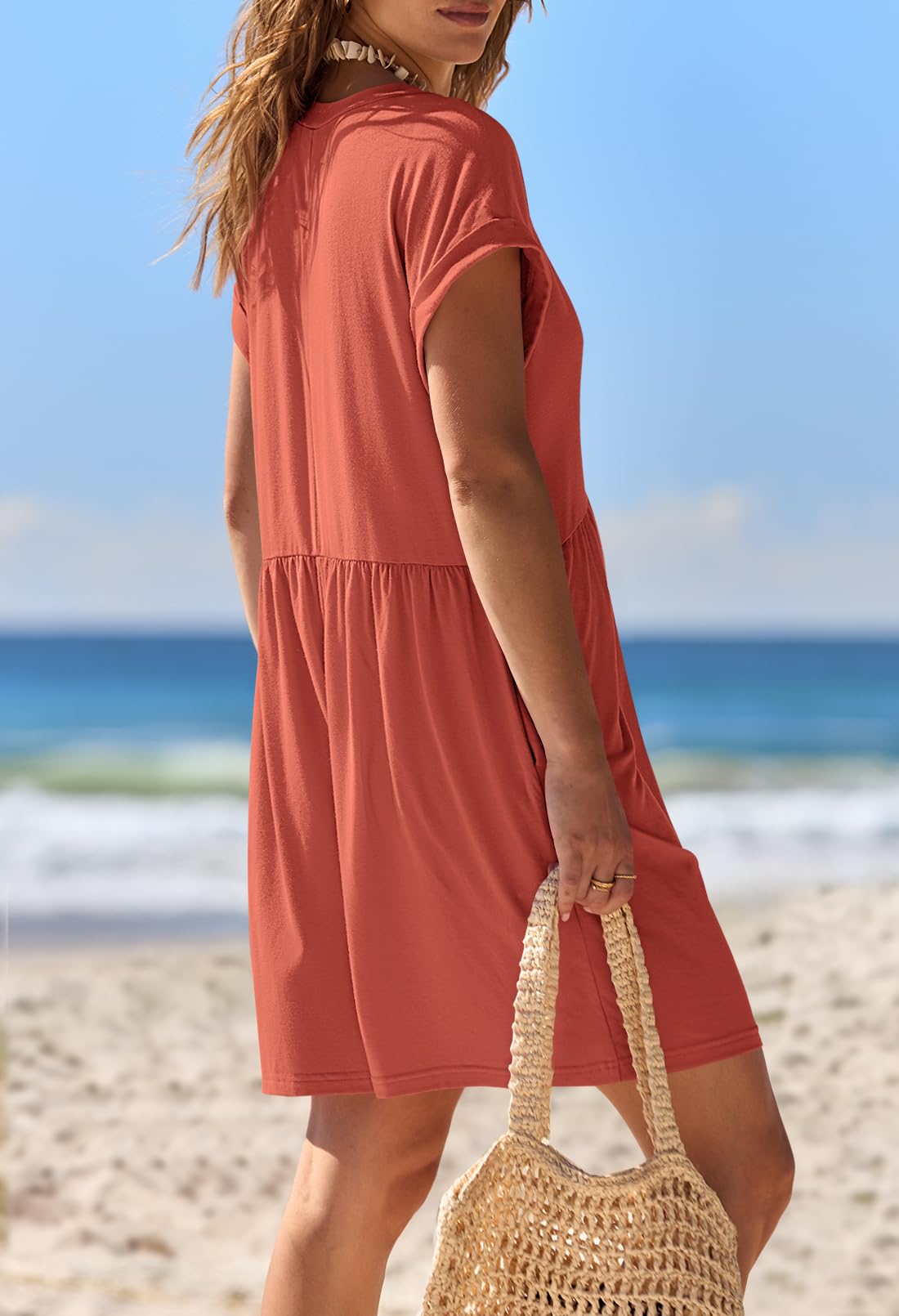 Foto 5 | Mono Merokeety De Verano Con Manga Corta Y Cuello En V Y Botones - Venta Internacional.