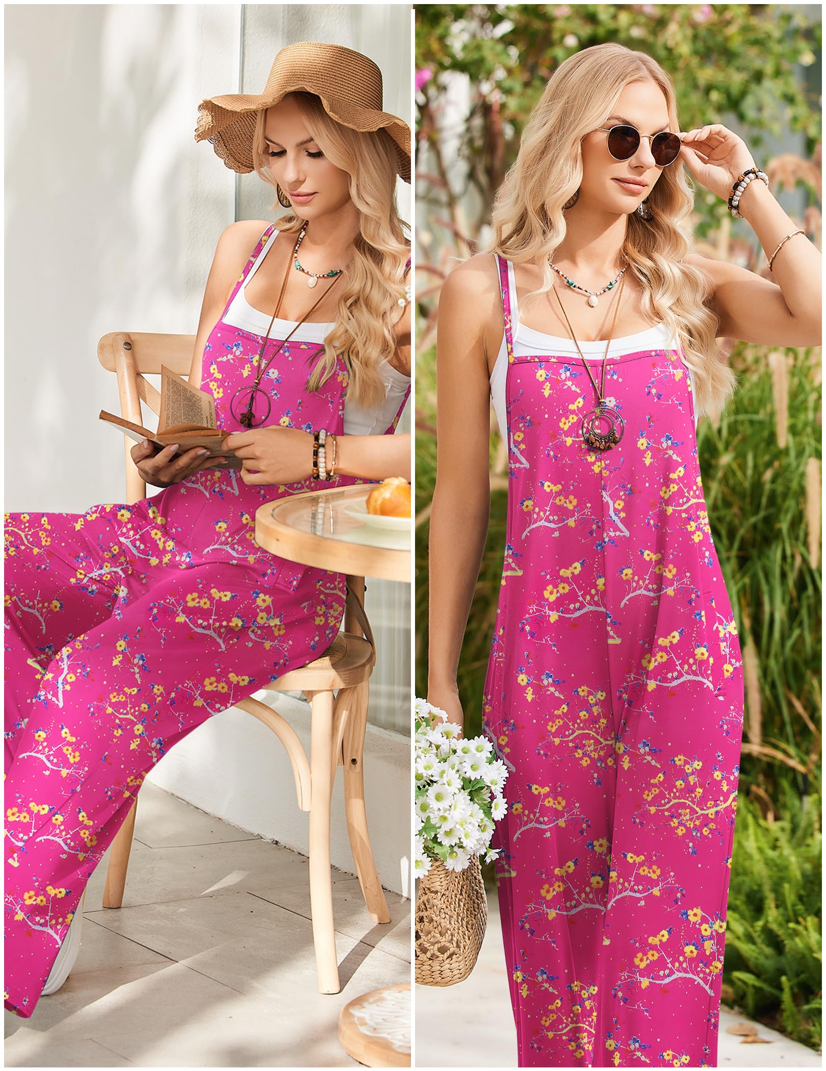 Foto 4 | Mono Ekouaer Para Mujer, Estilo Bohemio, Pierna Ancha, Estampado Floral, Talla S - Venta Internacional.