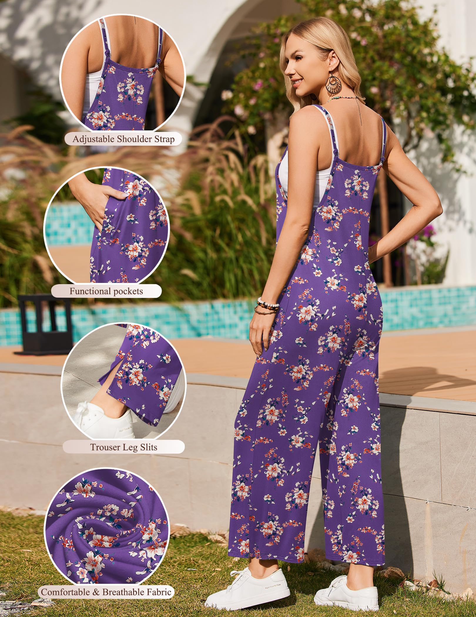 Foto 3 pulgar | Mono Ekouaer Para Mujer, Estilo Bohemio, Con Pernera Ancha Y Bolsillos, Estilo Bohemio - Venta Internacional.