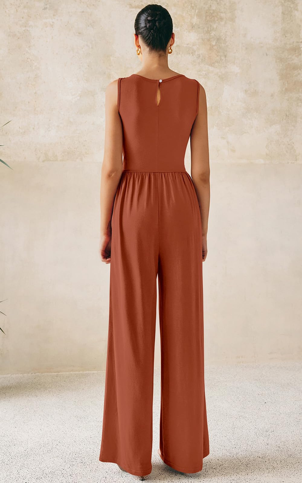 Foto 5 | Mono Prettygarden De Una Pieza Para Mujer, Sin Mangas, S, Rojo Ladrillo - Venta Internacional.