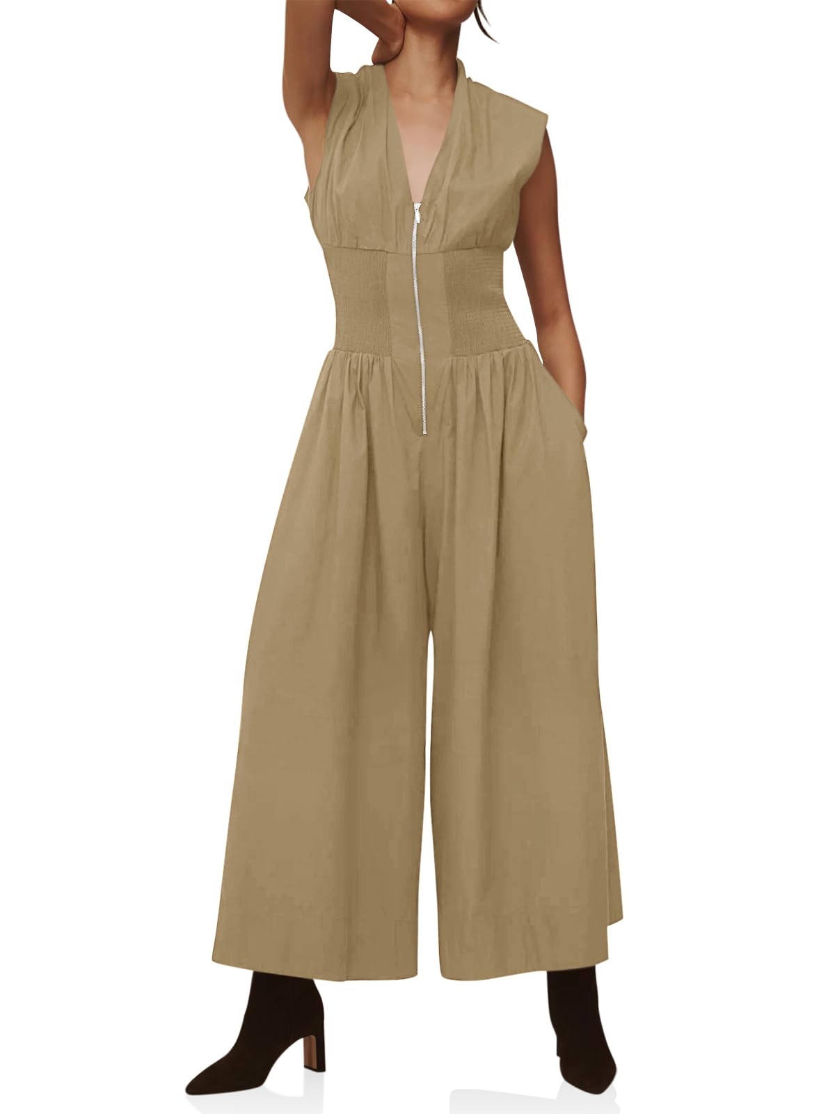 Foto 1 | Mono Cicky Bell Para Mujer, Cuello En V, Casual, Elegante, De Verano - Venta Internacional.