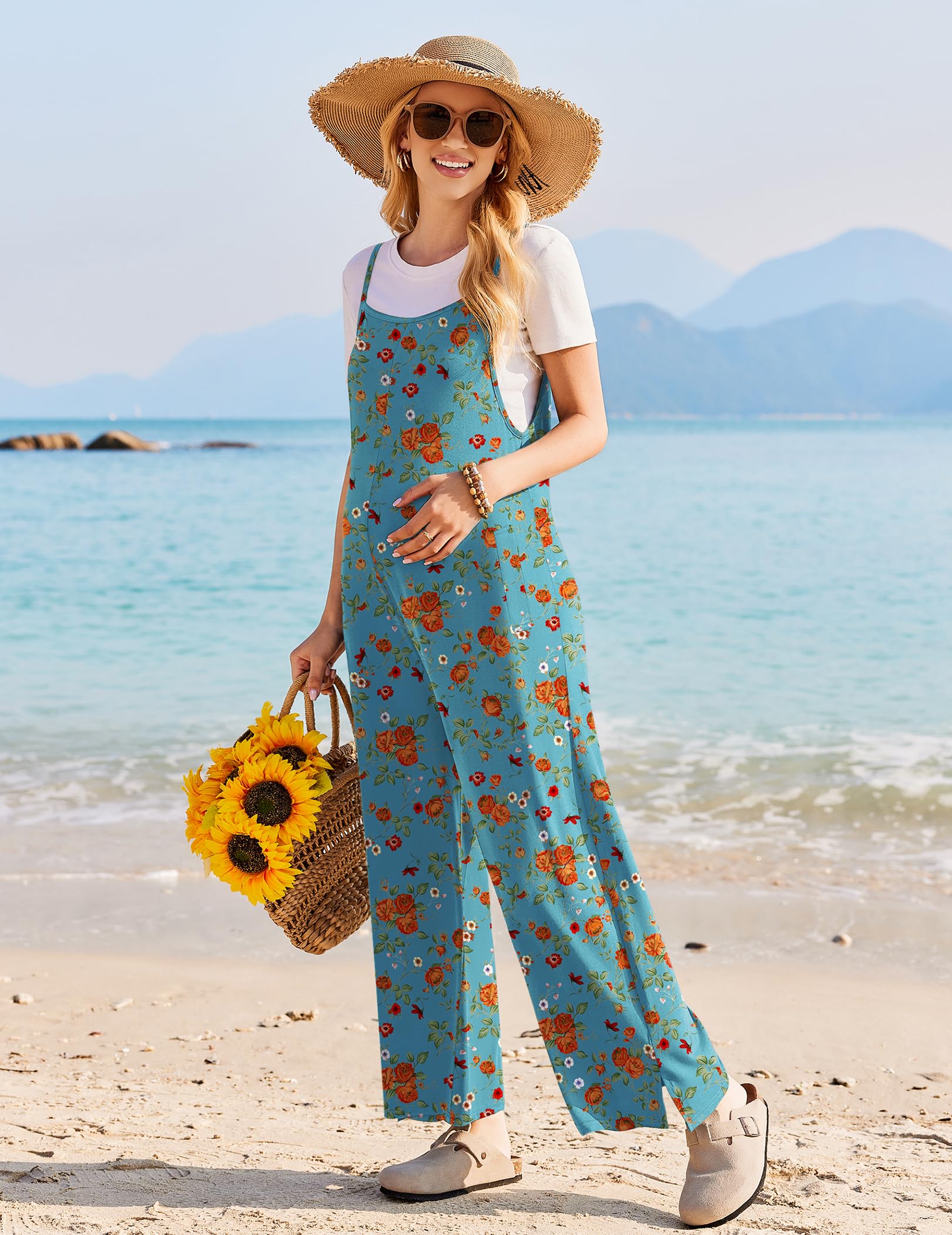 Foto 5 | Mono Ekouaer Para Mujer, Estilo Bohemio, Con Pernera Ancha Y Bolsillos, Estilo Bohemio - Venta Internacional.