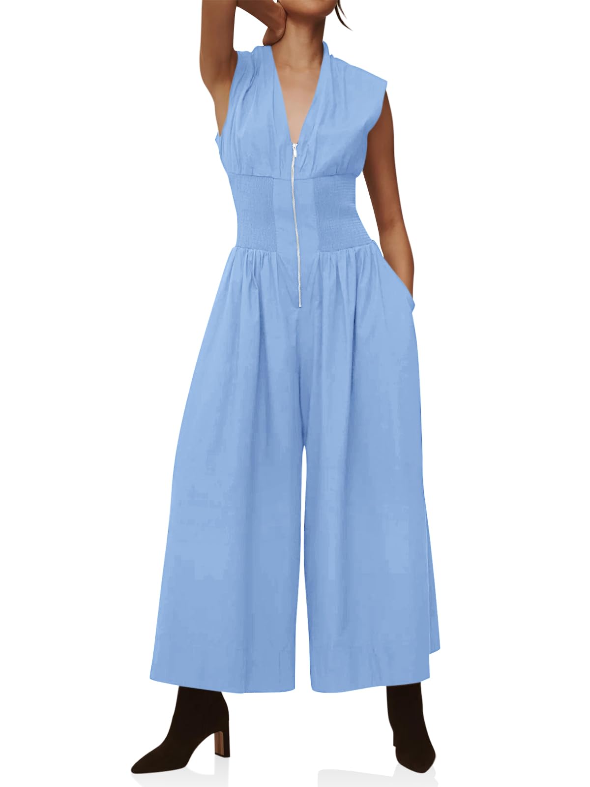 Mono De Poliéster Para Mujer De Verano Sin Mangas Con Cuello En V Y Cuello En V - Venta Internacional.