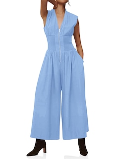 Foto 1 | Mono De Poliéster Para Mujer De Verano Sin Mangas Con Cuello En V Y Cuello En V - Venta Internacional.