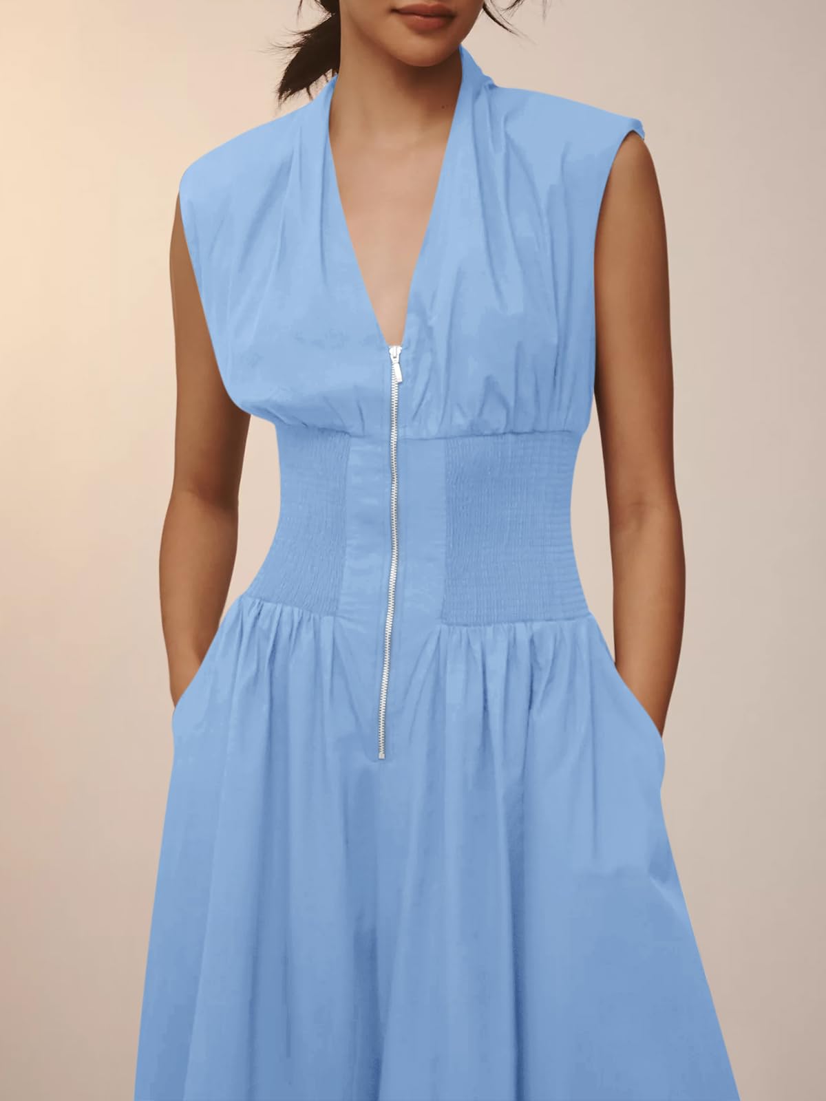 Foto 3 pulgar | Mono De Poliéster Para Mujer De Verano Sin Mangas Con Cuello En V Y Cuello En V - Venta Internacional.